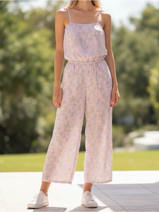 Vintage Diane Von Furstenberg Pink Floral Jumpsuit One Piece Slip Chemise Sz S